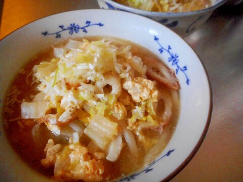 ちくわと白菜の生姜味噌うどん